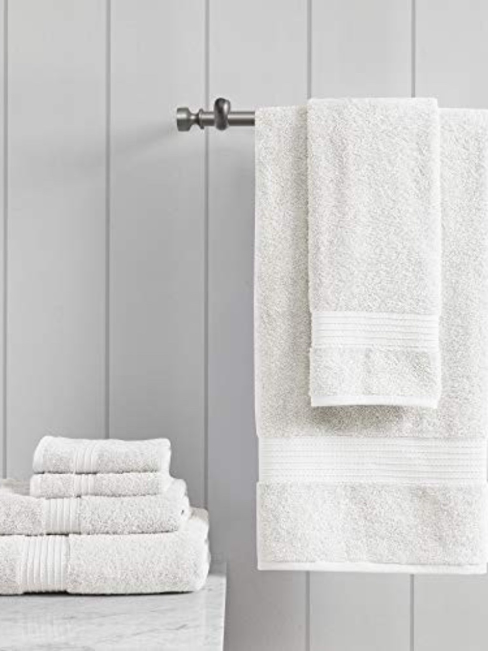 Madison Park 6-PC Organic Cotton Towel Set White Quick Dry Absorbent Multi-Size